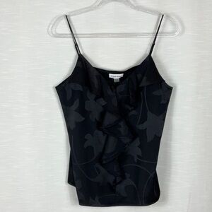 Calvin Klein Black ruffle floral tank